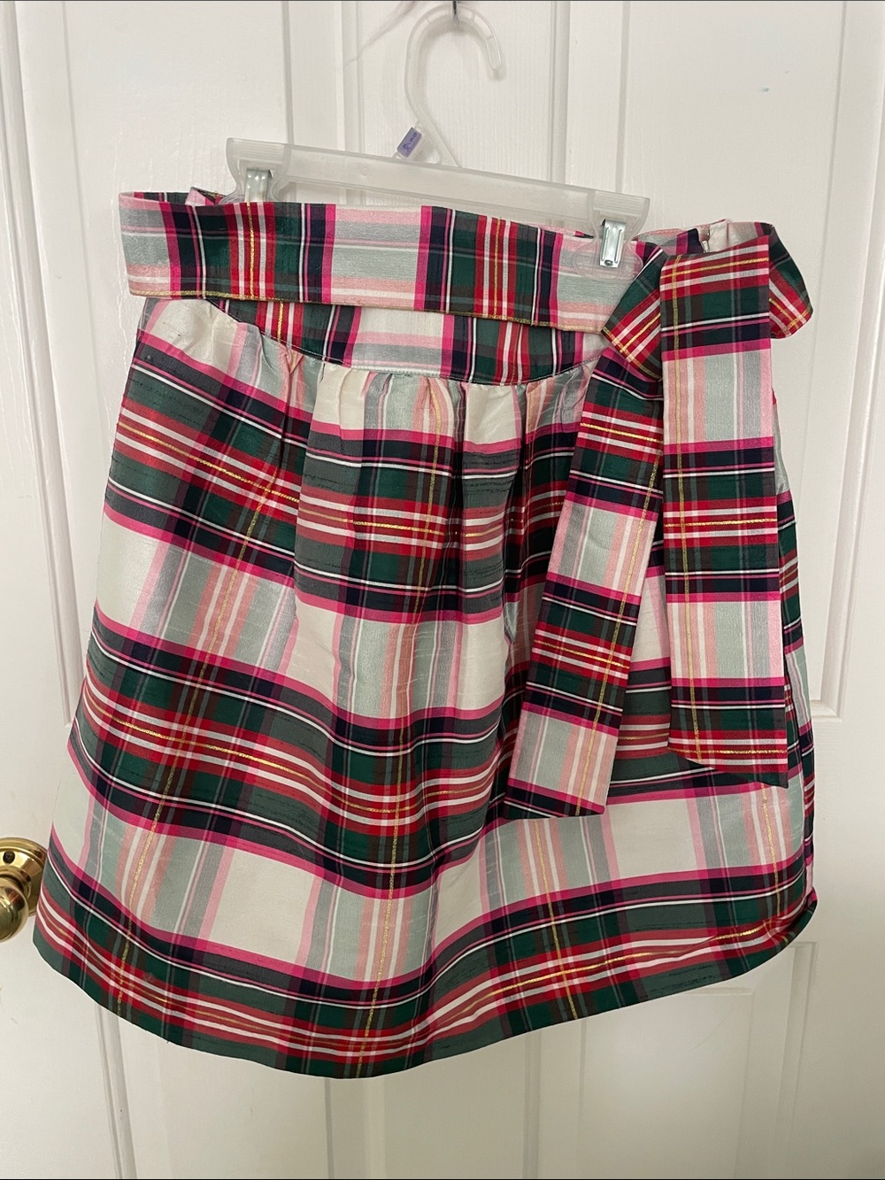 Plaid Taffeta Short Skirt with Matching Detachable Sash